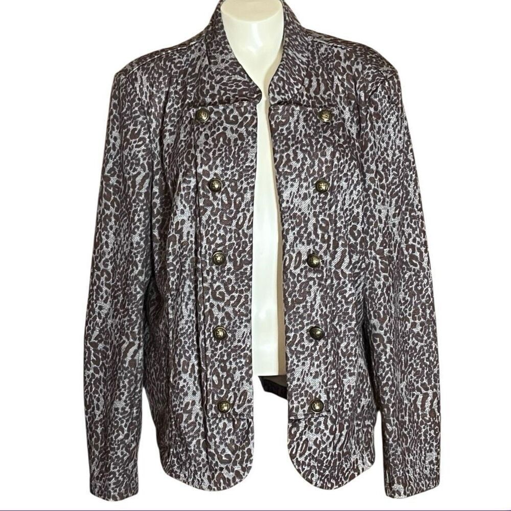 Tommy Hilfiger Animal Print Preppy Buttons Military Look Jacket